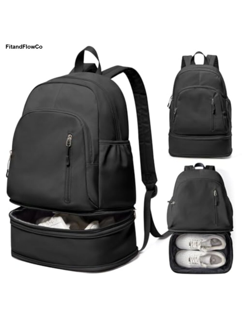 Lightweight Gym Backpack Nylon Shoe Compartment Wet Pocket 15.6" Laptop